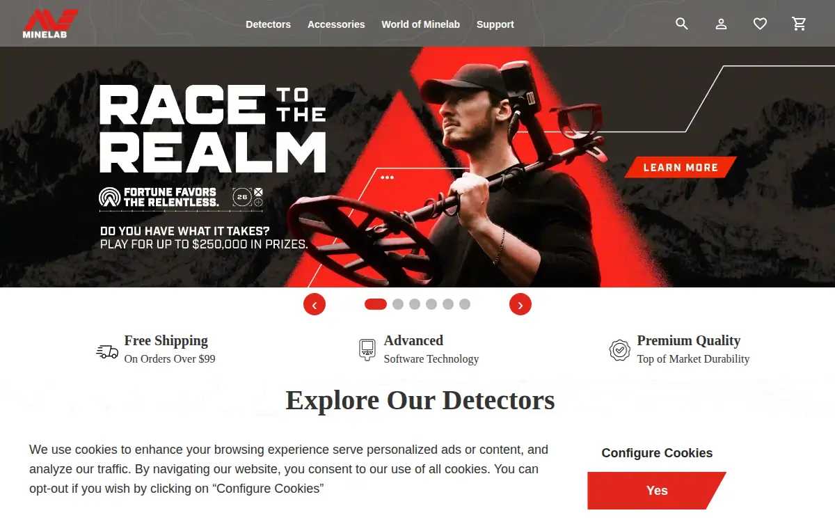 Homepage of Minelab Americas INC.