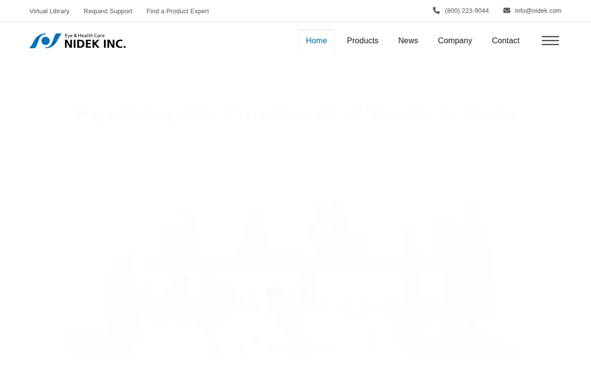 Homepage of Nidek Incorporated