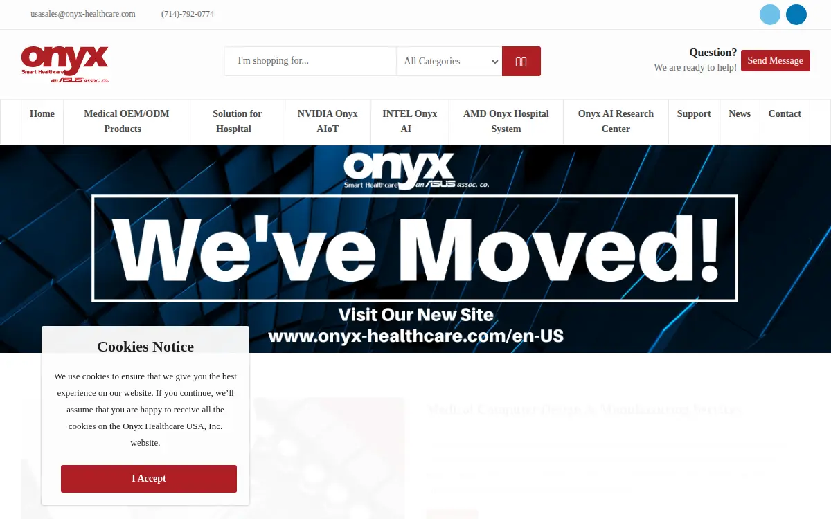 Homepage of Onyx Healthcare USA INC.