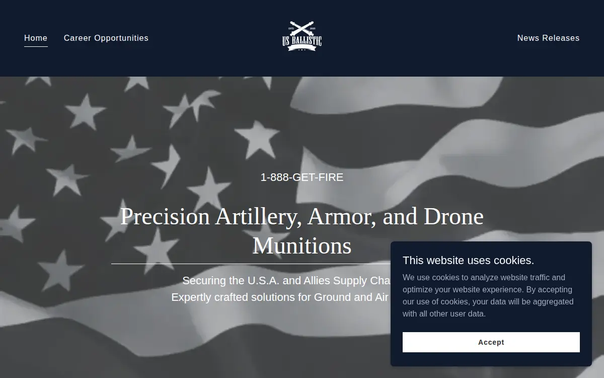 Homepage of US Ballistic Laboratories Corporation