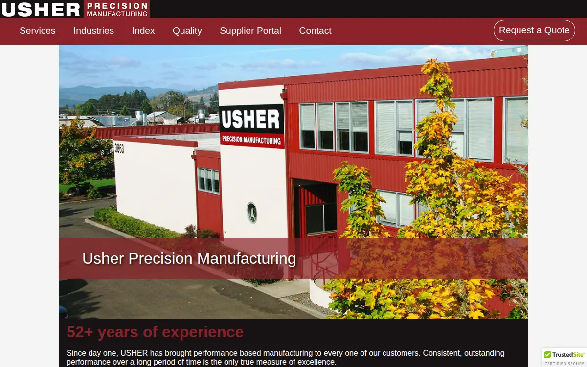 Homepage of Usher Precision Manufacturing, INC.