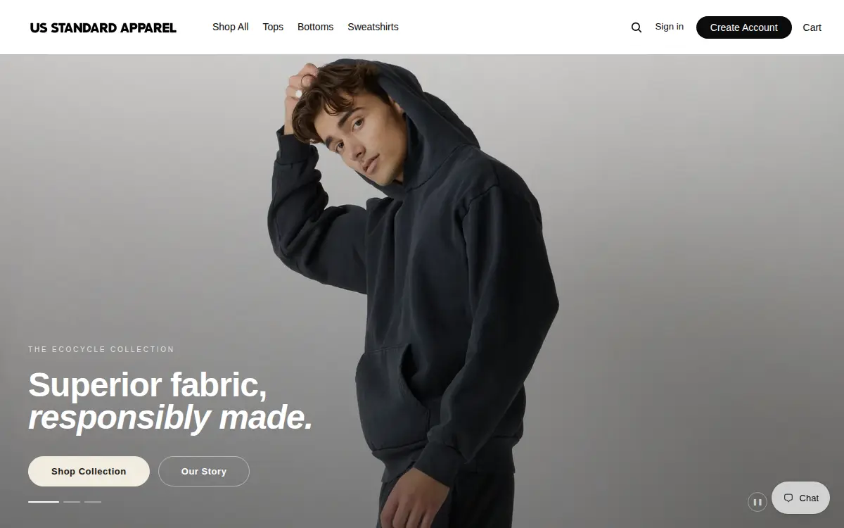 Homepage of US Standard Apparel, LLC