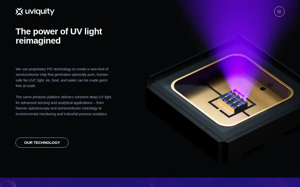 Homepage of Uviquity, INC.