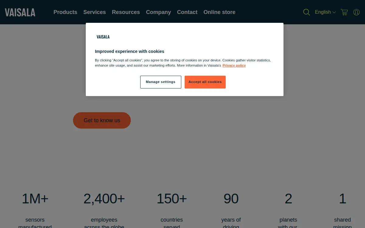 Homepage of Vaisala INC.