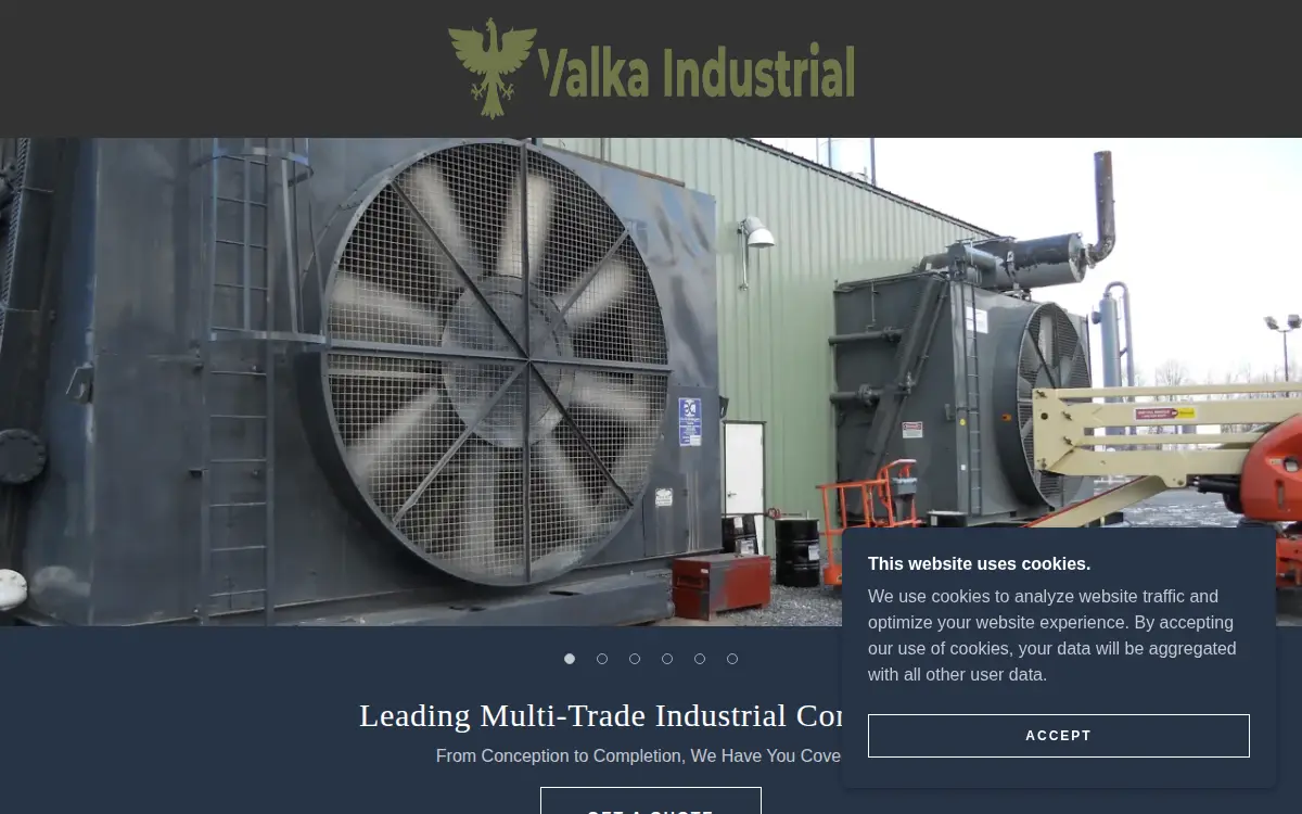 Homepage of Valka Industrial LLC