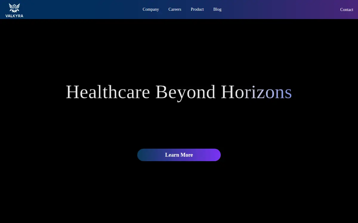 Homepage of Valkyra Technologies CORP