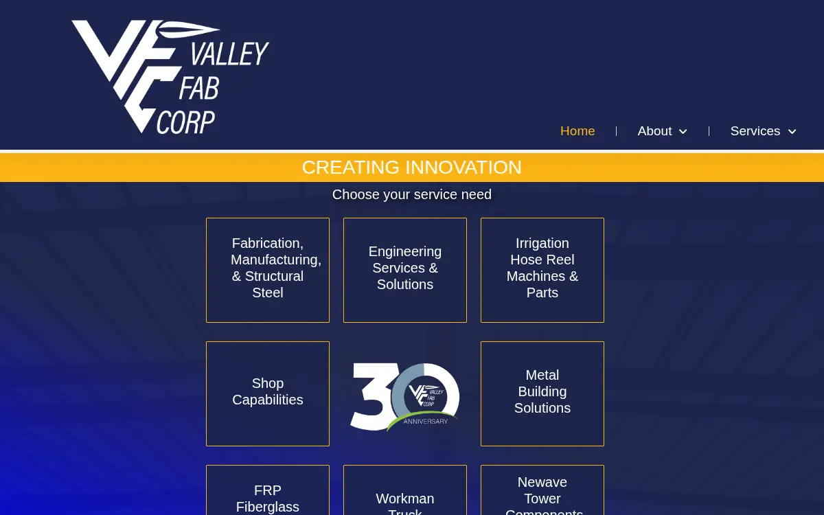 Homepage of Valley Fab CORP.