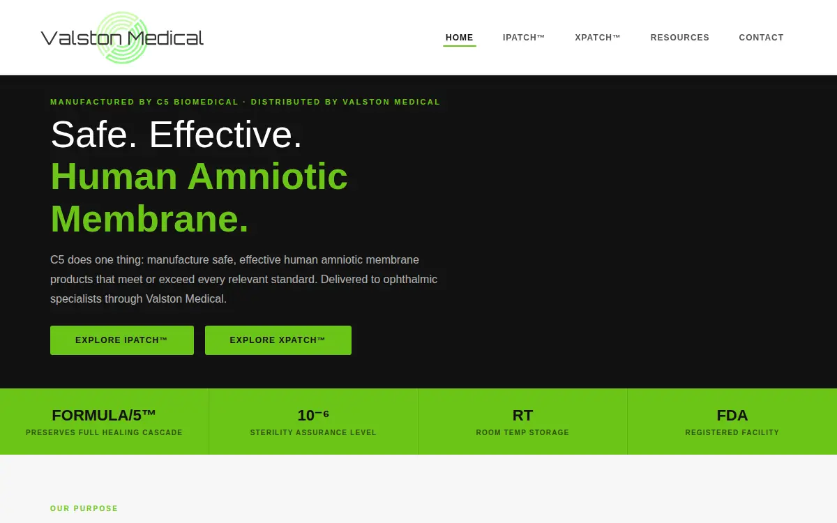 Homepage of Valston Medical LLC