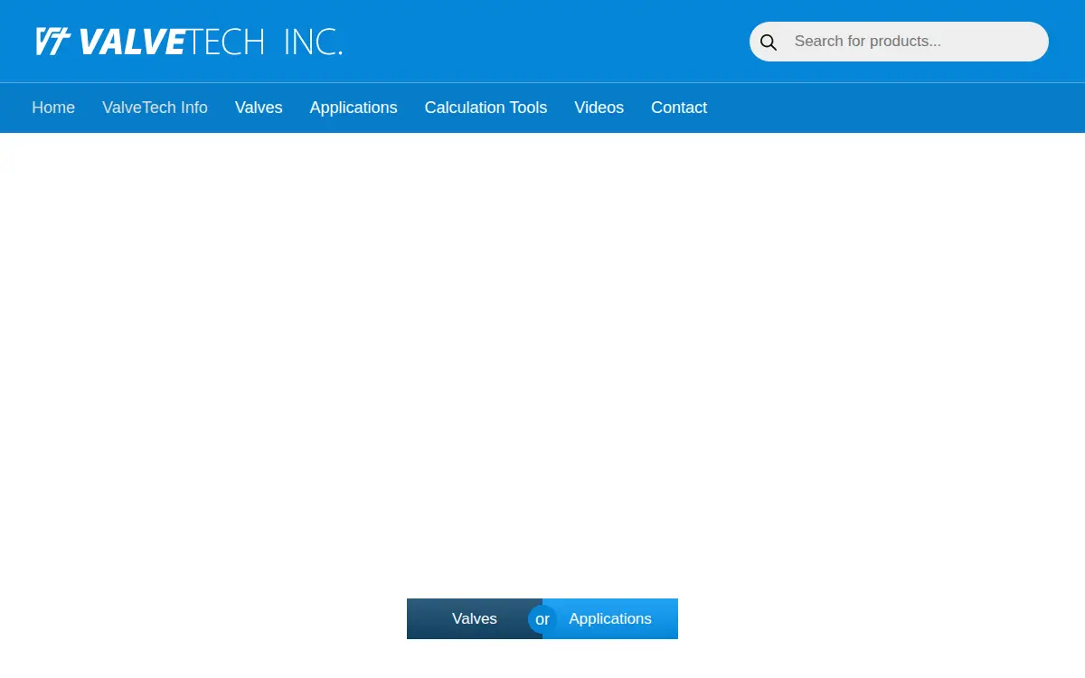 Homepage of Valvetech, INC.