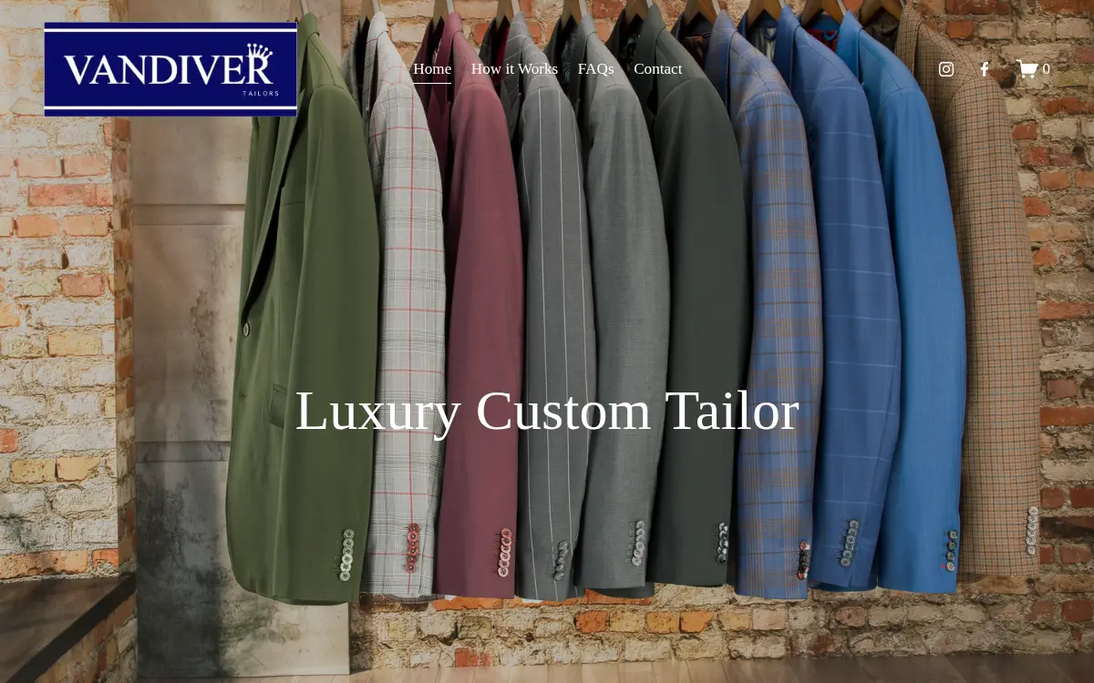 Homepage of Vandiver Tailors LLC