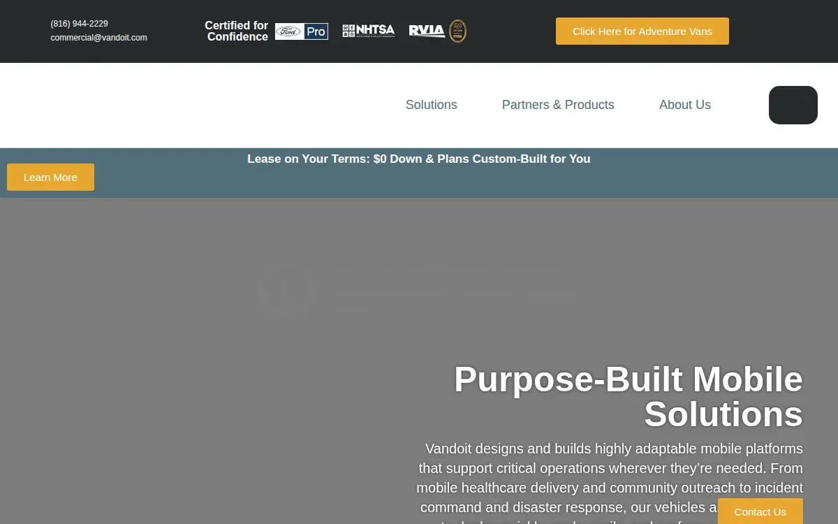 Homepage of Kline Van and Specialty Rental, LLC