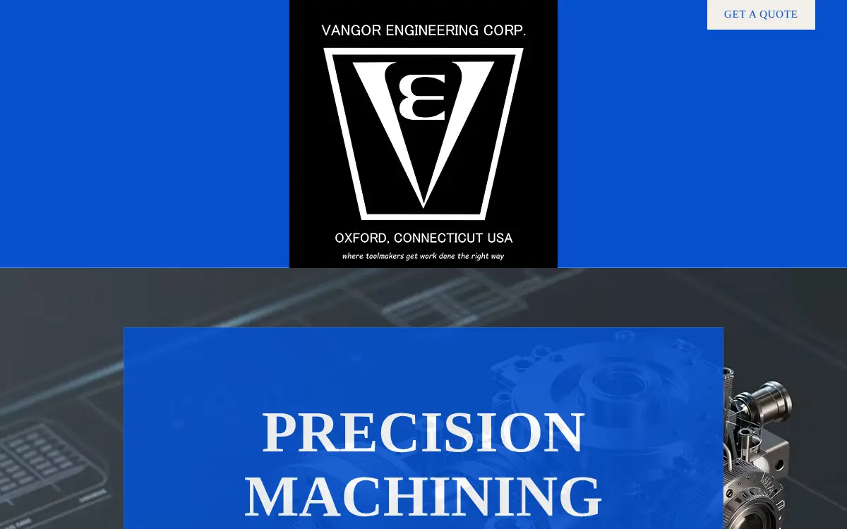 Homepage of Vangor Engineering Corporation, the