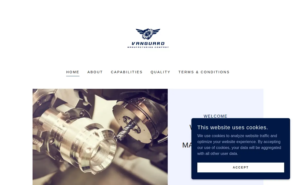 Homepage of Vanguard Manufacturing Company LLC