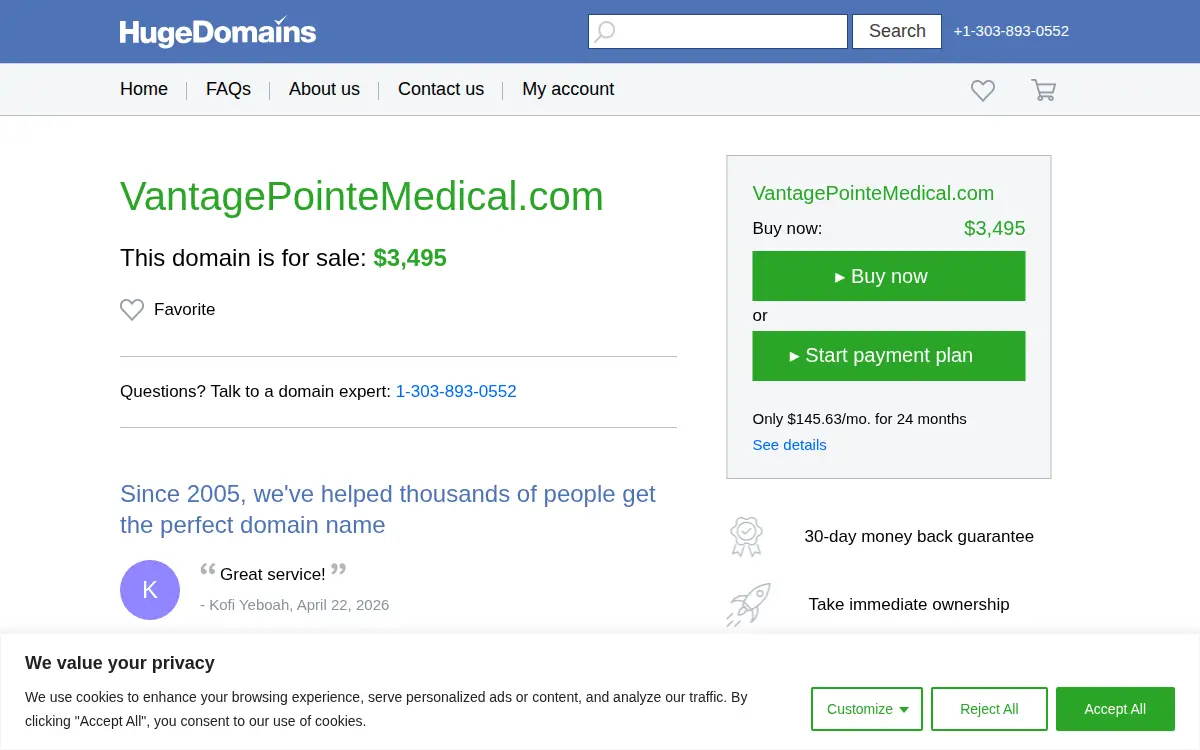 Homepage of Vantage Pointe Medical, INC.
