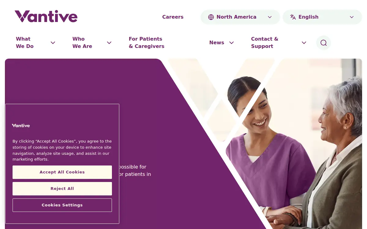 Homepage of Vantive US Healthcare LLC