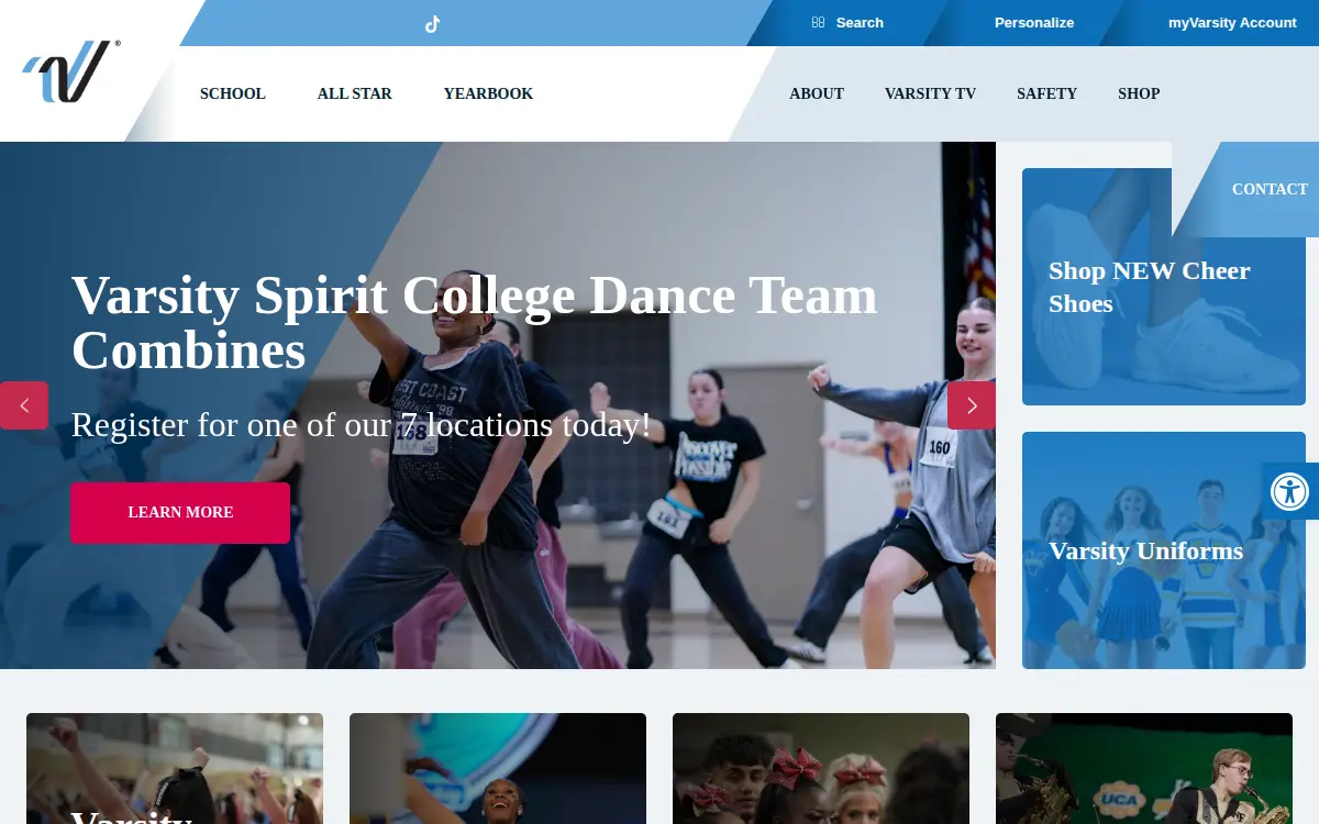 Homepage of Varsity Spirit Fashions & Supplies, LLC