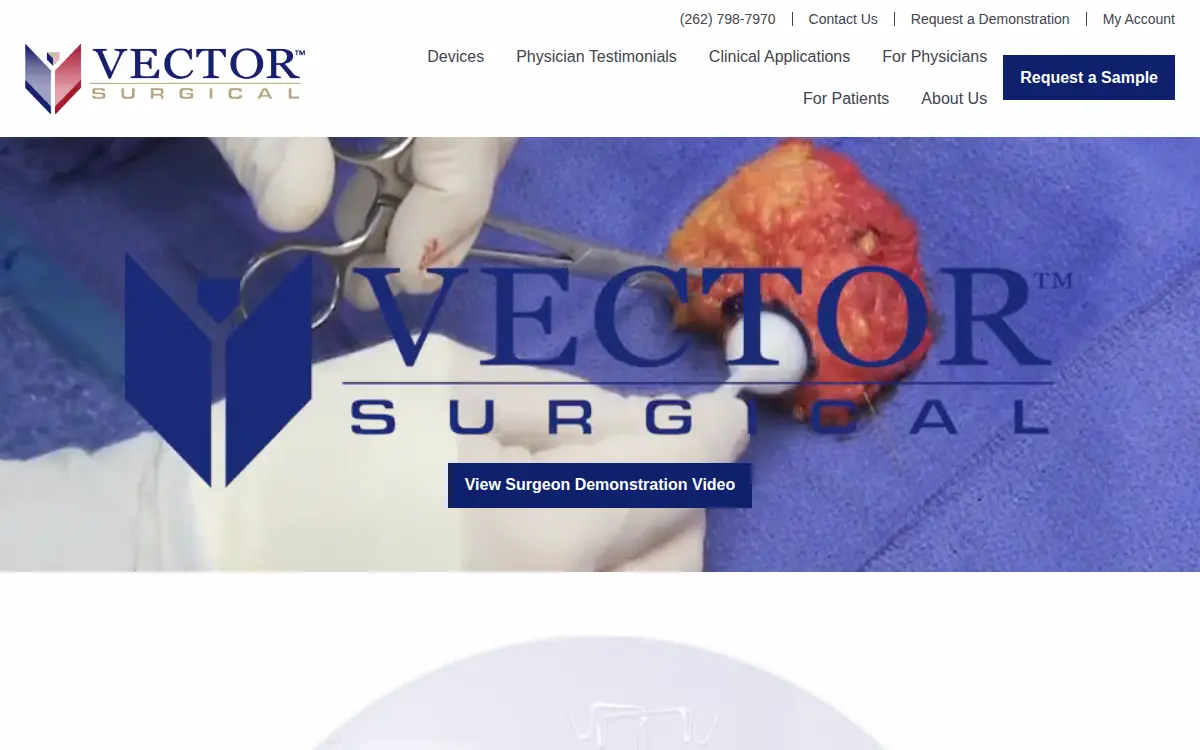 Homepage of Vector Surgical LLC
