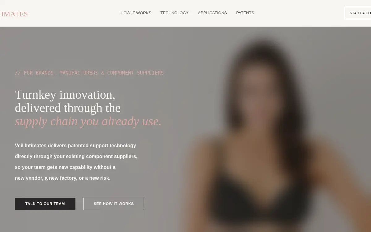 Homepage of Veil Intimates LLC