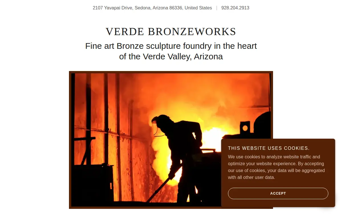 Homepage of Verde Bronzeworks, LLC