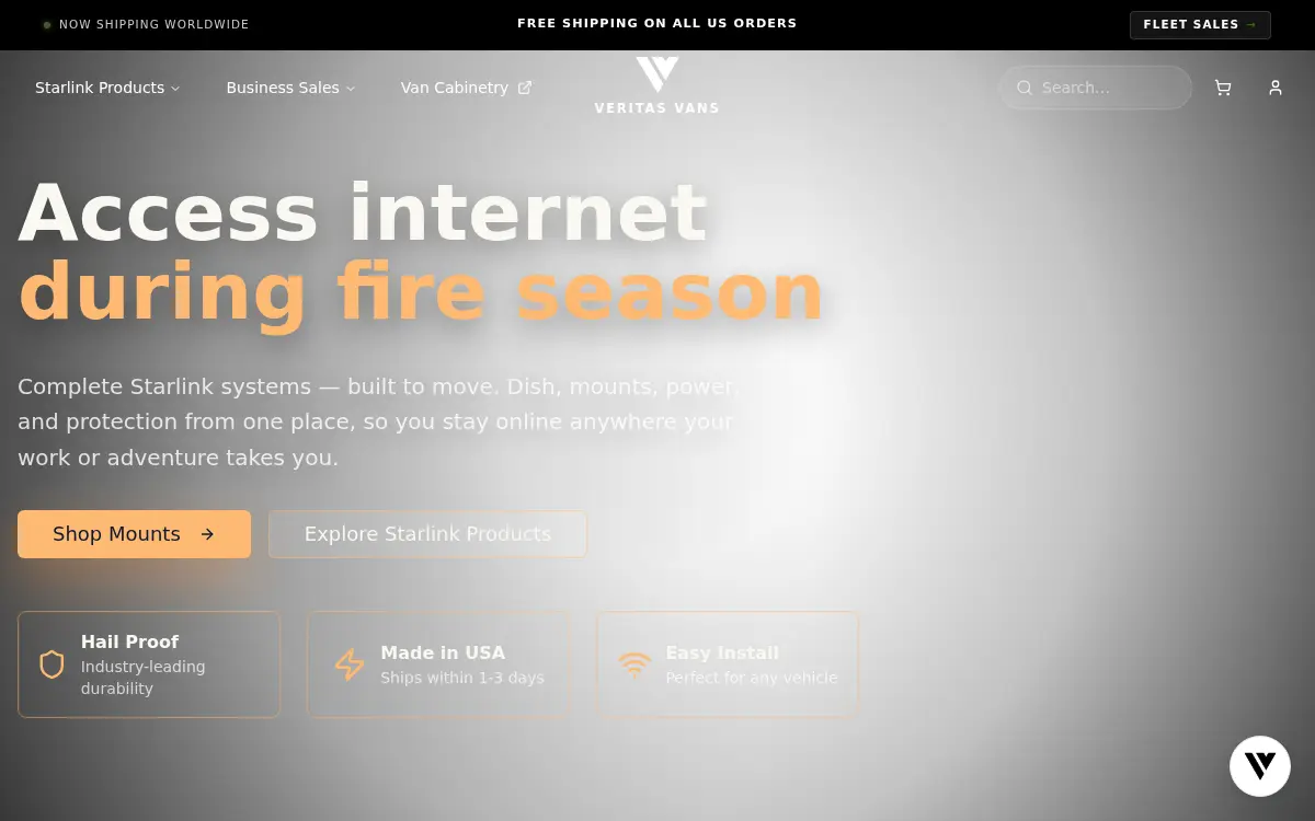 Homepage of Veritas Vans LLC