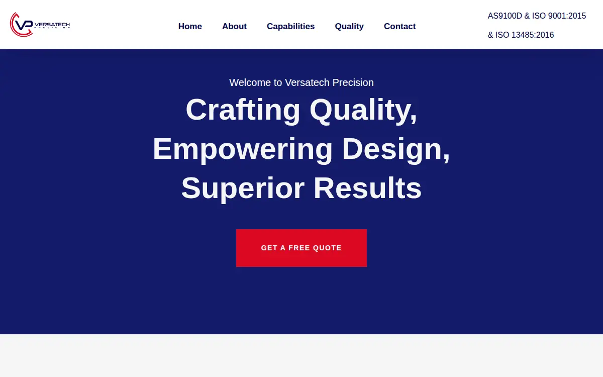 Homepage of Versatech Group