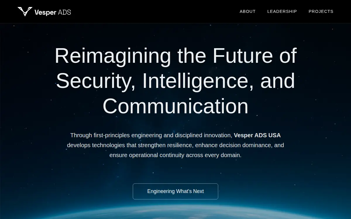 Homepage of Vesper Advanced Defense Systems, INC