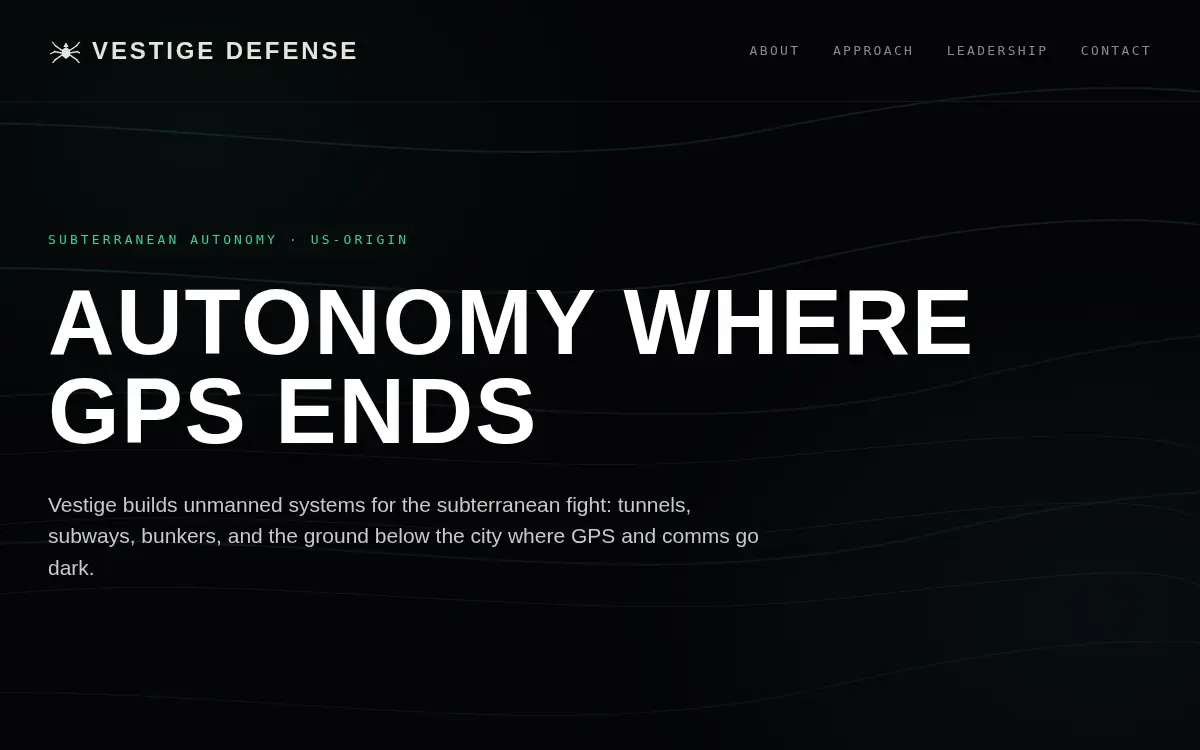 Homepage of Vestige Defense LLC