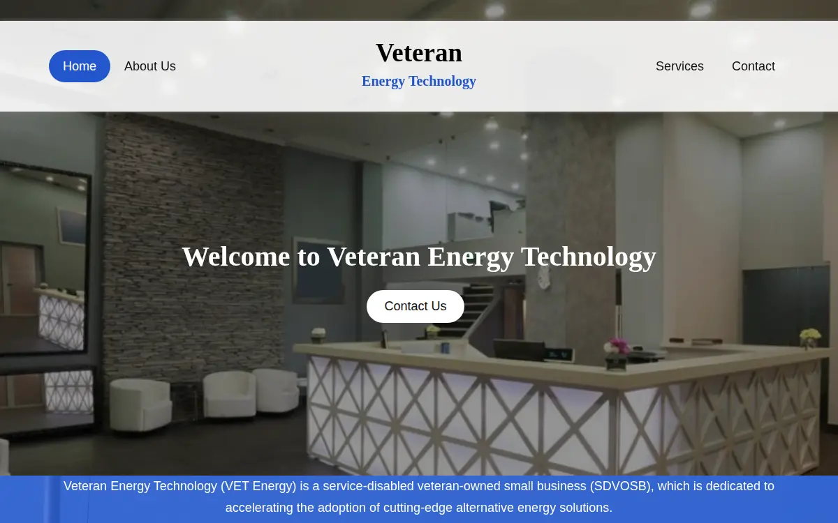 Homepage of Veterans Energy Technology LLC