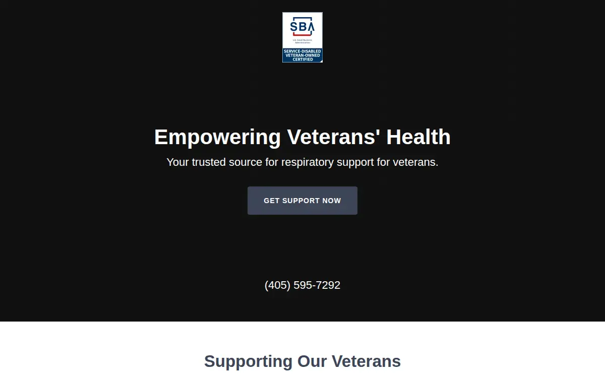Homepage of Veteran Respiratory Resources, LLC.