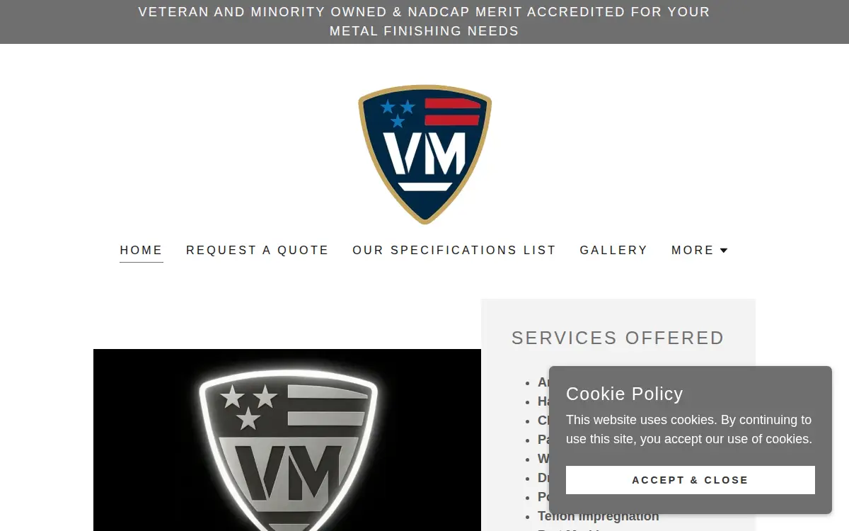 Homepage of Veterans Metal LLC