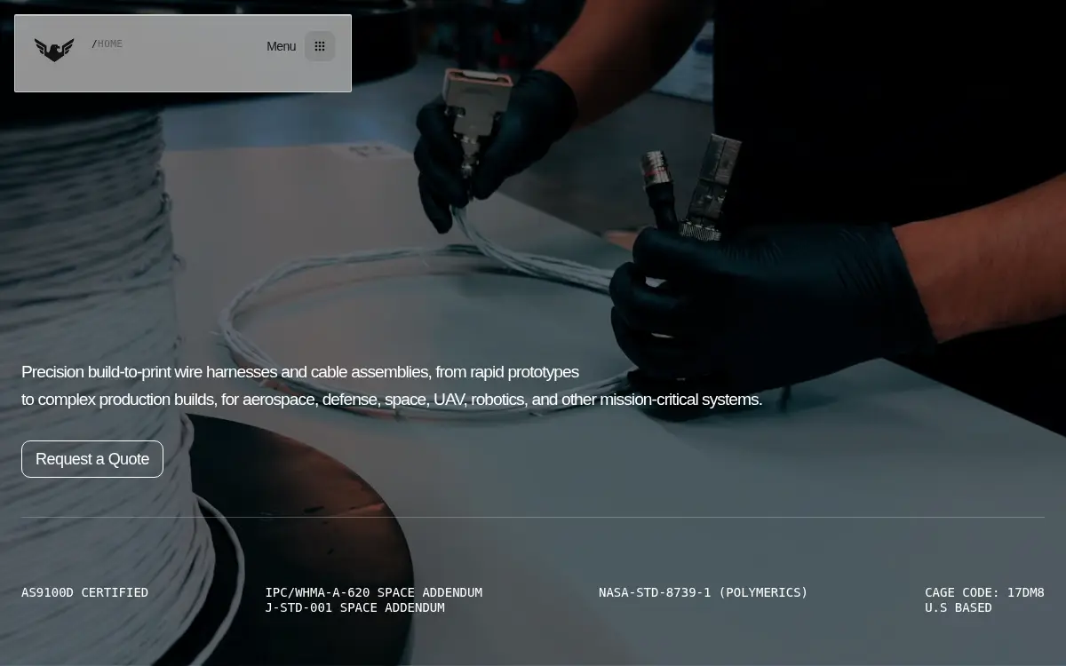 Homepage of Veteran Wire Systems LLC