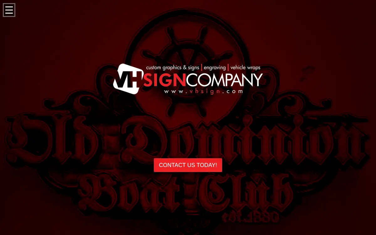 Homepage of V. H. Sign Company
