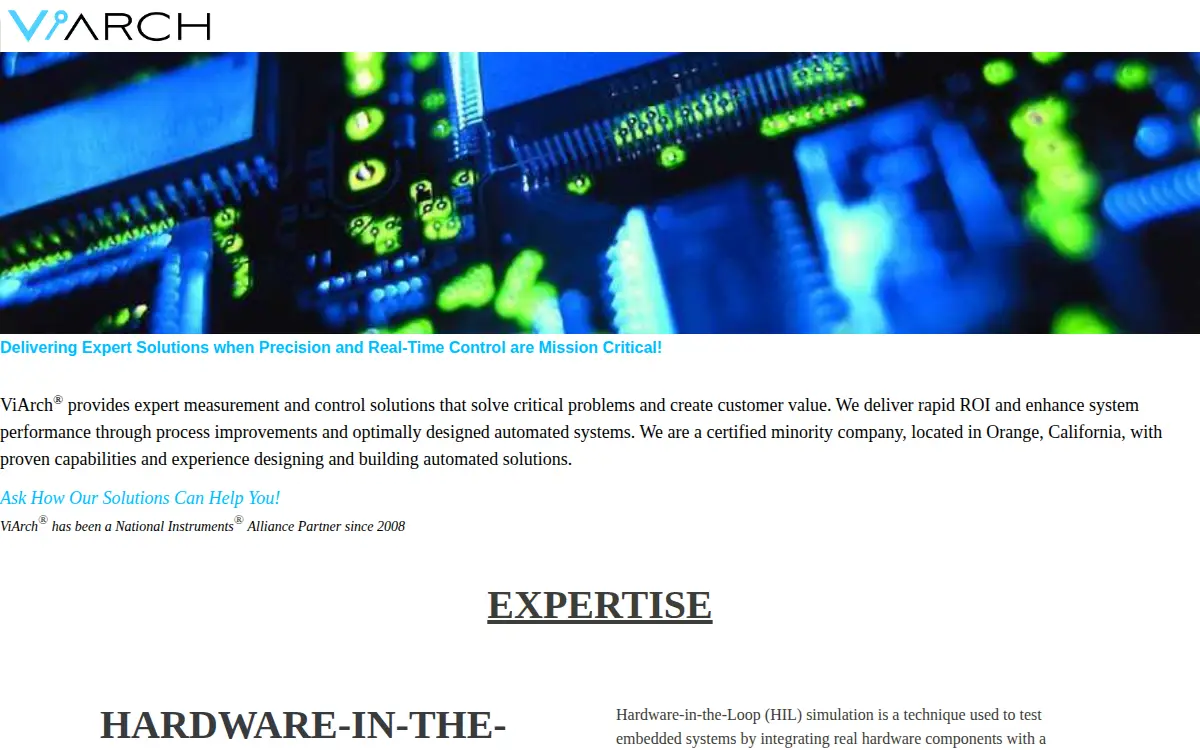 Homepage of Viarch Integrated Solutions, INC