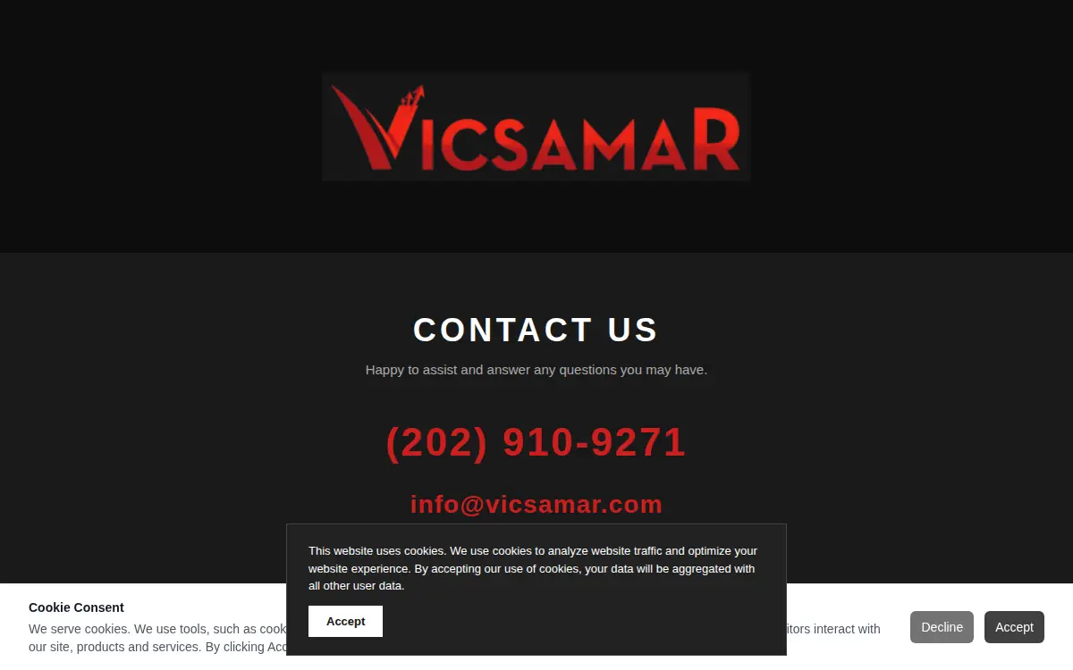 Homepage of Vicsamar LLC