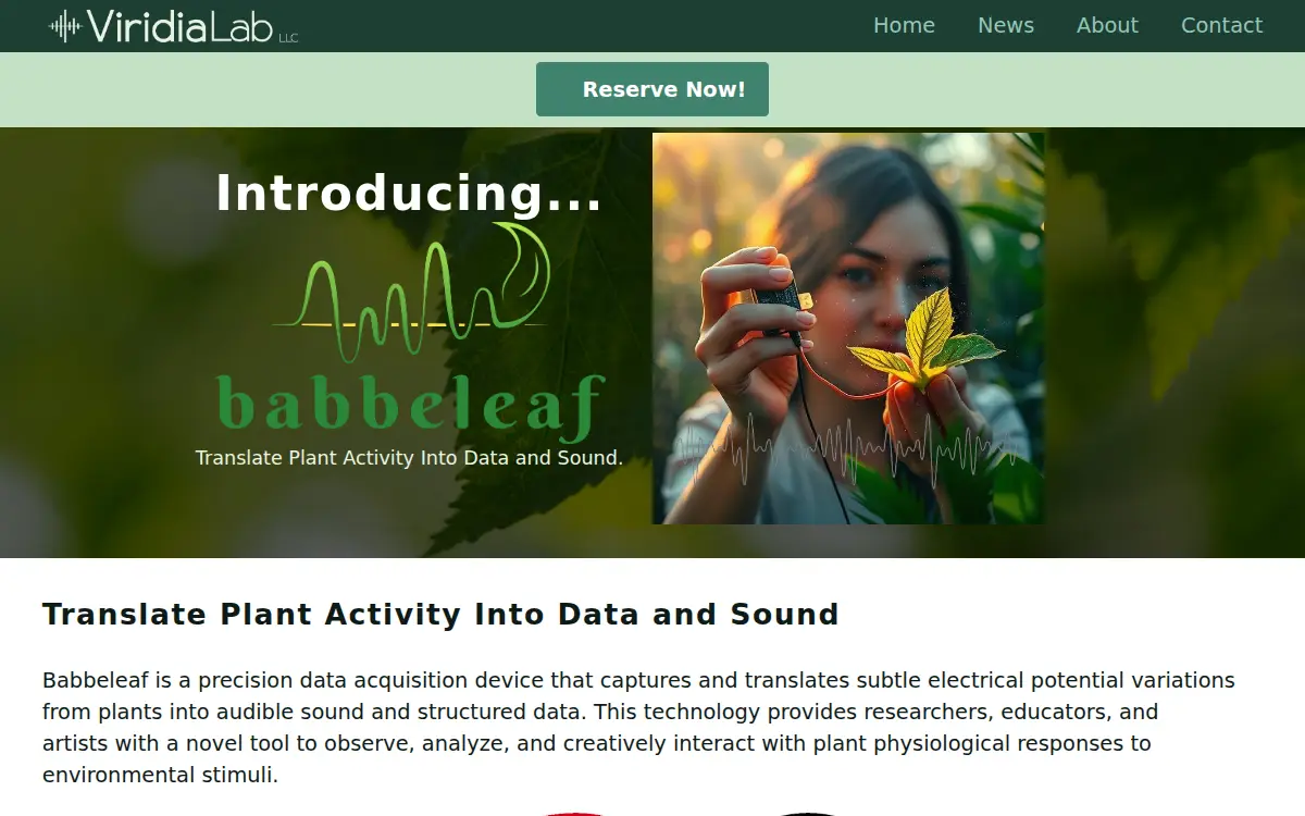 Homepage of Viridia Lab, LLC
