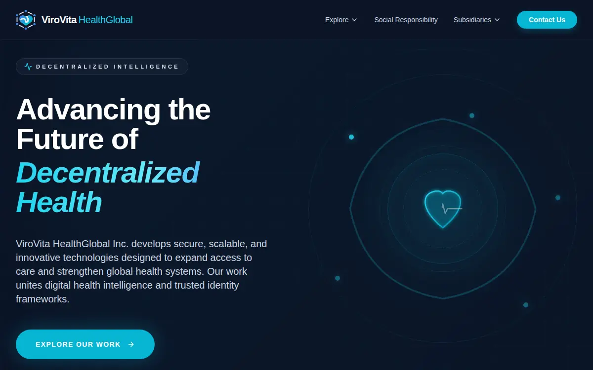 Homepage of Virovita Healthglobal LLC