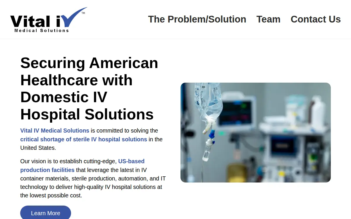 Homepage of Vital Iv Medical Solutions LLC