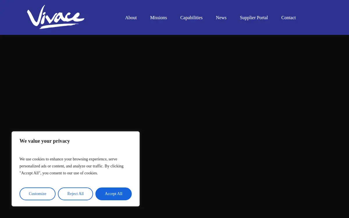 Homepage of Vivace International LLC