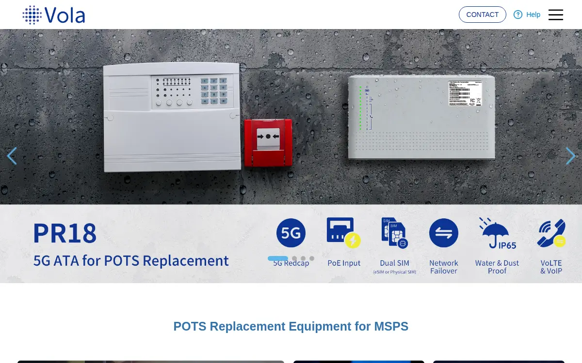 Homepage of Vola Networks Corporation