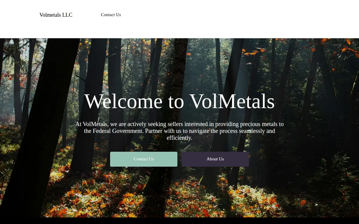 Homepage of Volmetals LLC