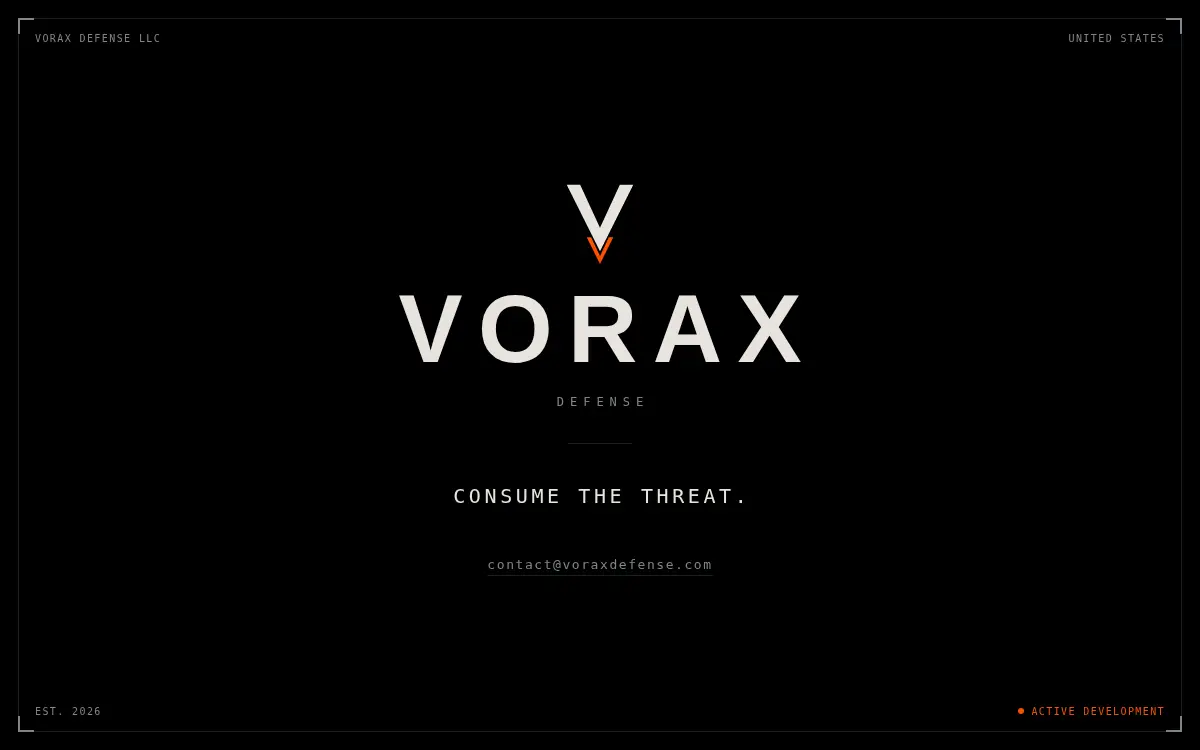 Homepage of Vorax Defense LLC