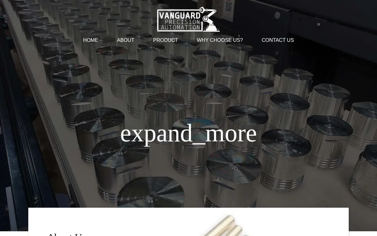 Homepage of Vanguard Precision Automation LLC