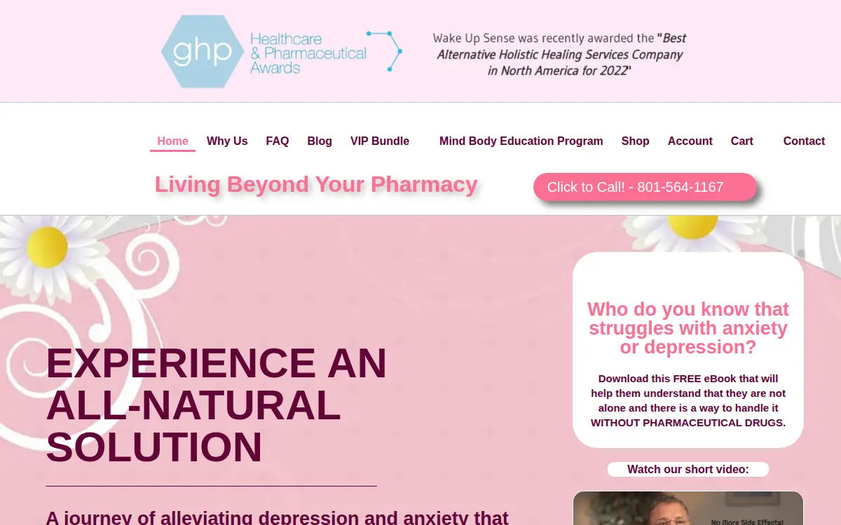 Homepage of Wake Up Sense LLC
