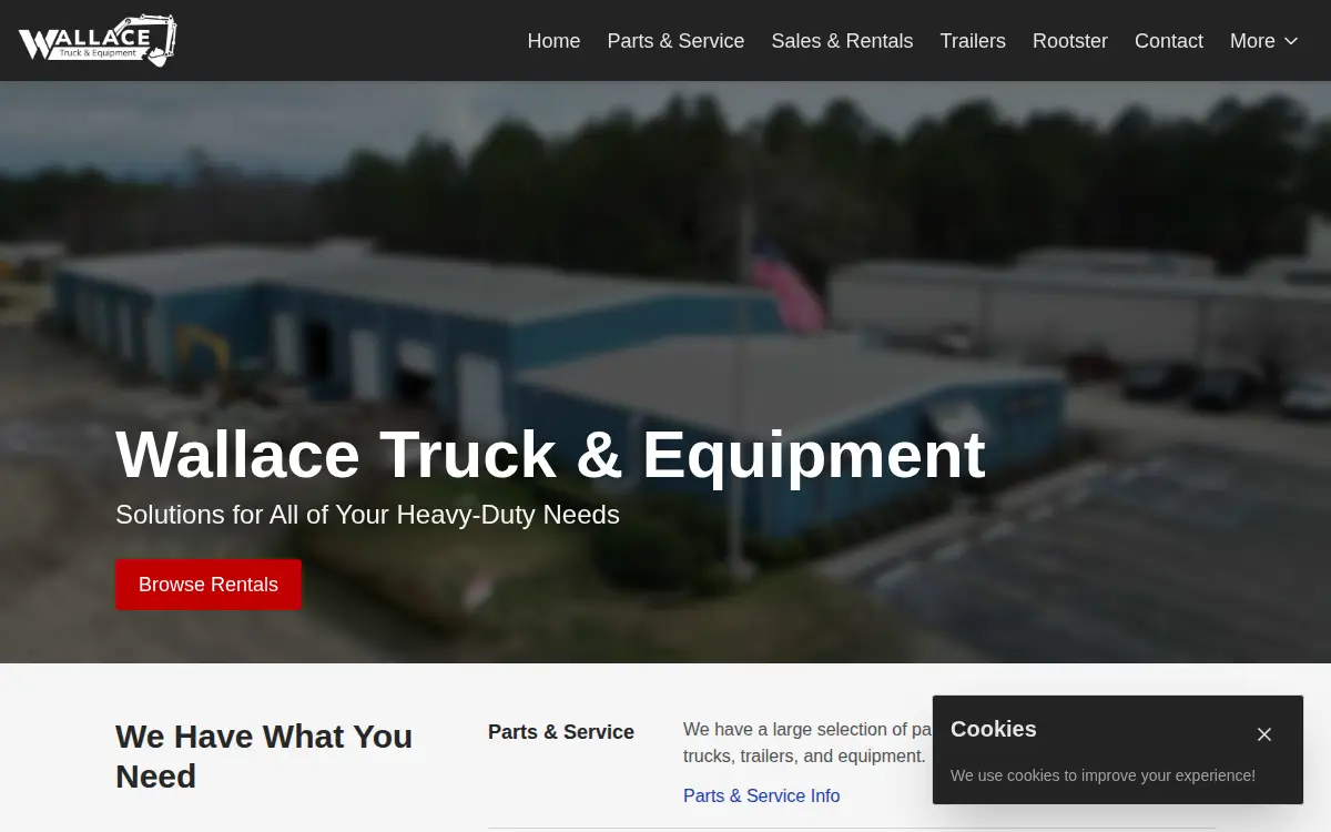 Homepage of Wallace Truck & Equipment Sales INC