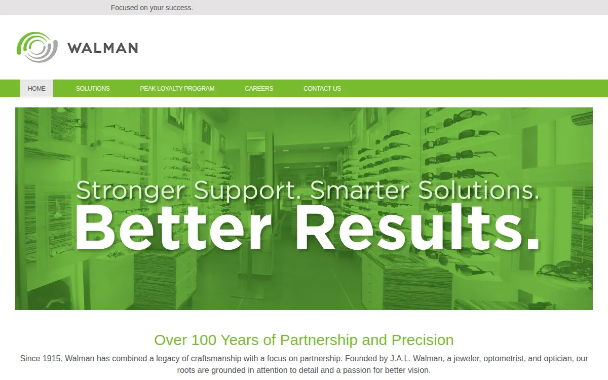 Homepage of Walman Optical CO