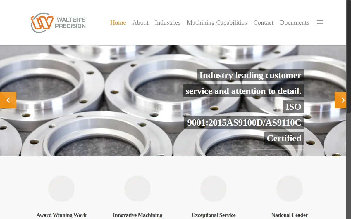 Homepage of Walter's Precision Service, INC