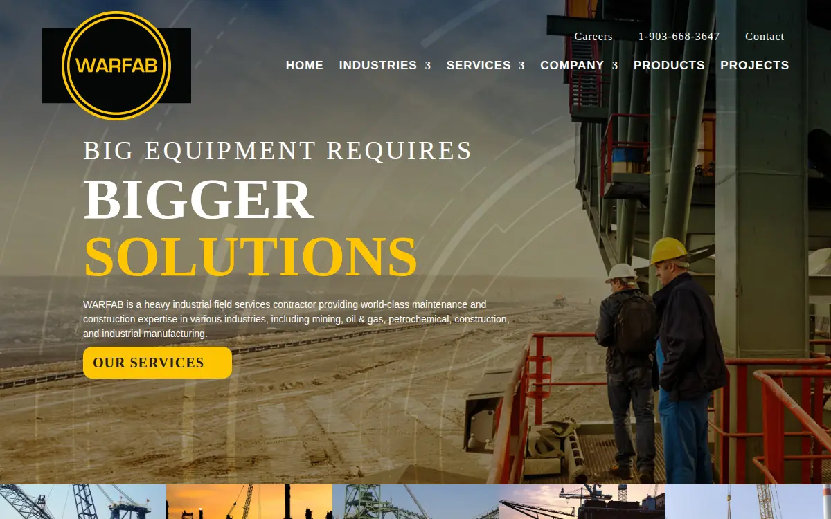 Homepage of Warfab, LLC