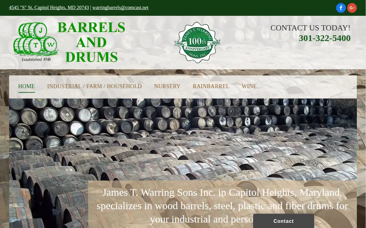 Homepage of James T. Warring Sons, INC