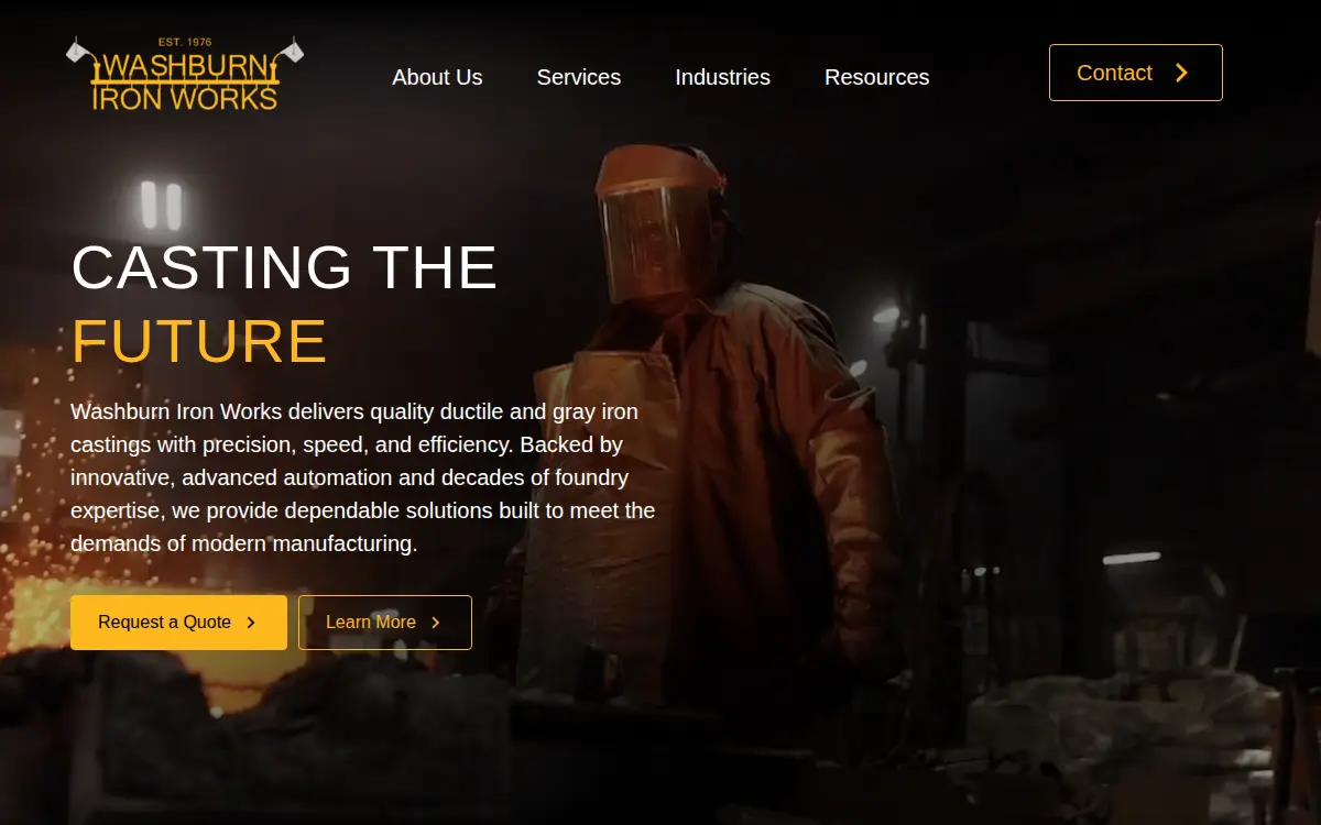 Homepage of Washburn Iron Works INC