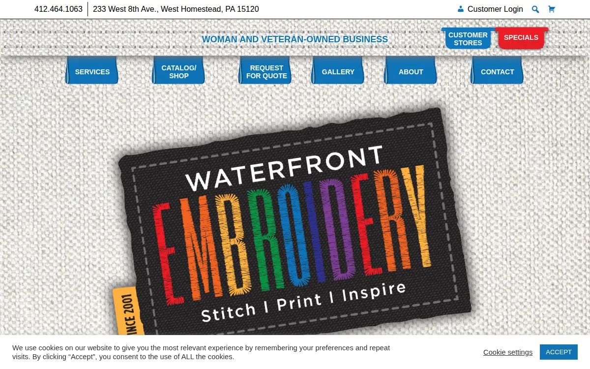 Homepage of Waterfront Embroidery